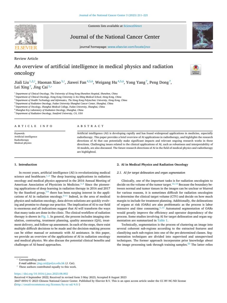 An Overview Of Artificial Intelligence In Medical Physics And Radiation ...