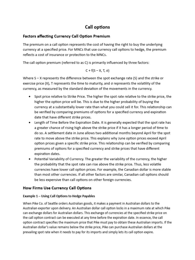 Call Option Handout | PDF | Option (Finance) | Prices