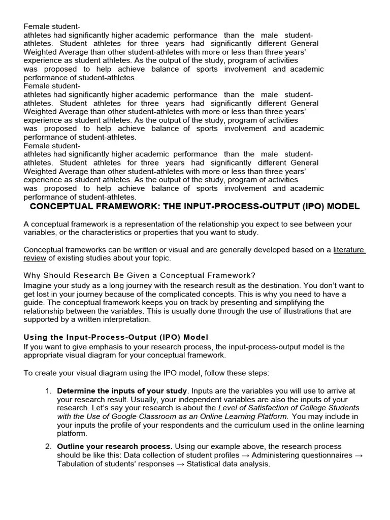Conceptual Framework The Input-Process-Output (Ipo) Model | PDF ...