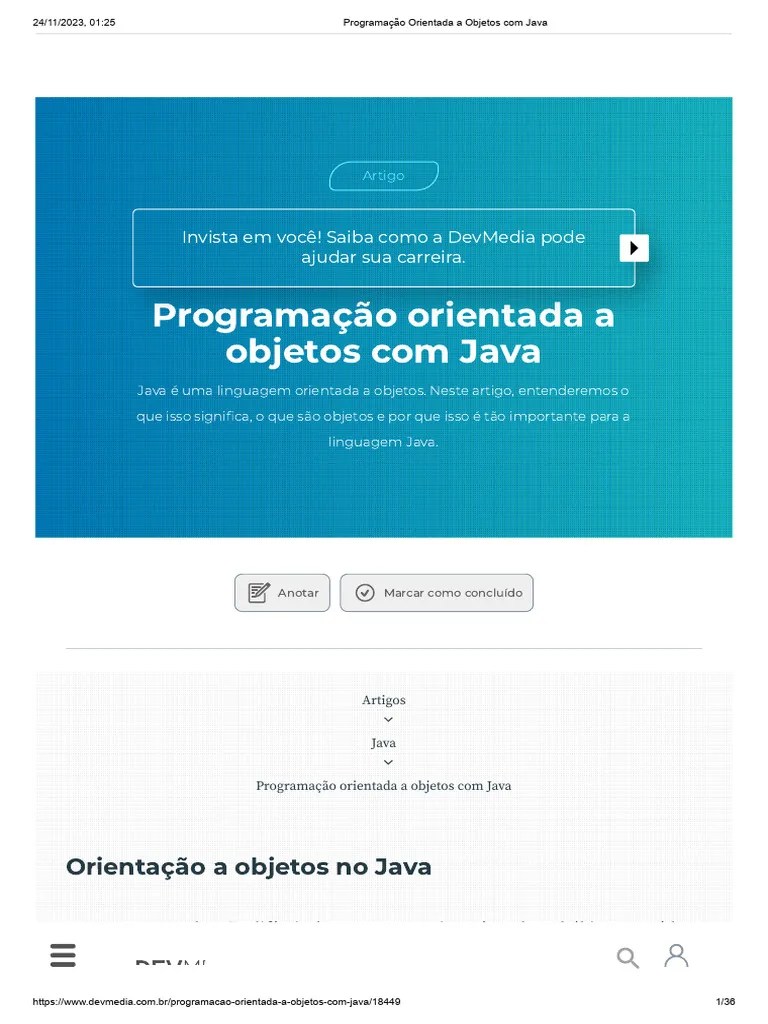 Programação Orientada A Objetos Com Java | PDF | Classe (programação De ...