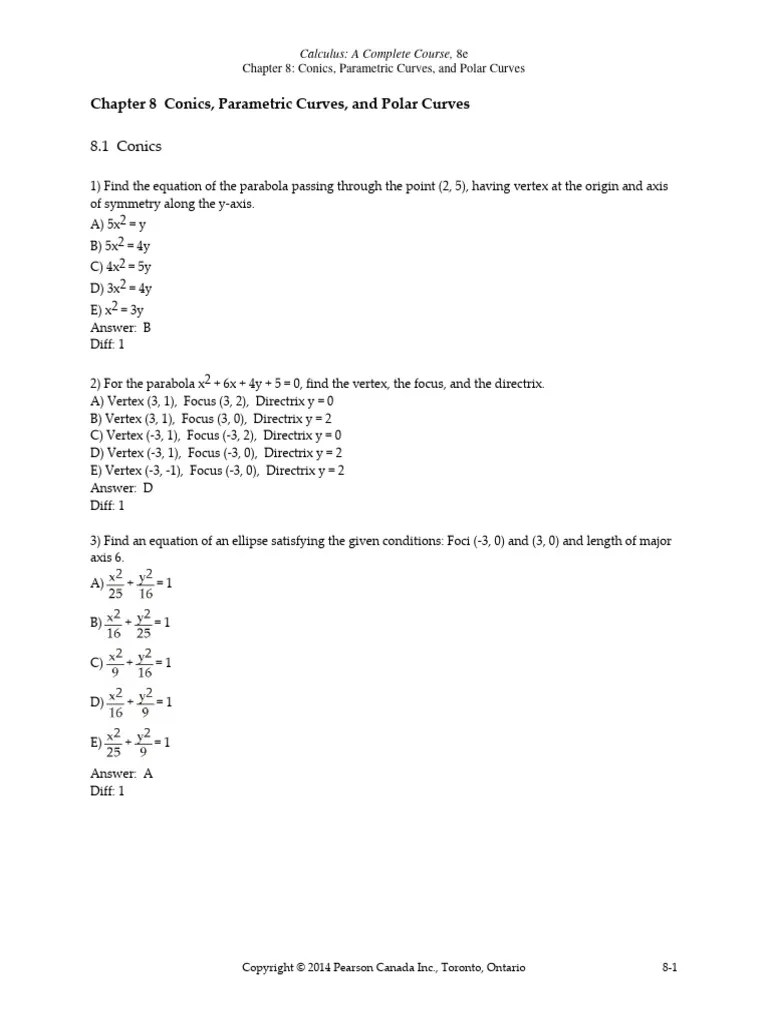 Calculus Several Variables Canadian 8th Edition Adams Test Bank | PDF ...