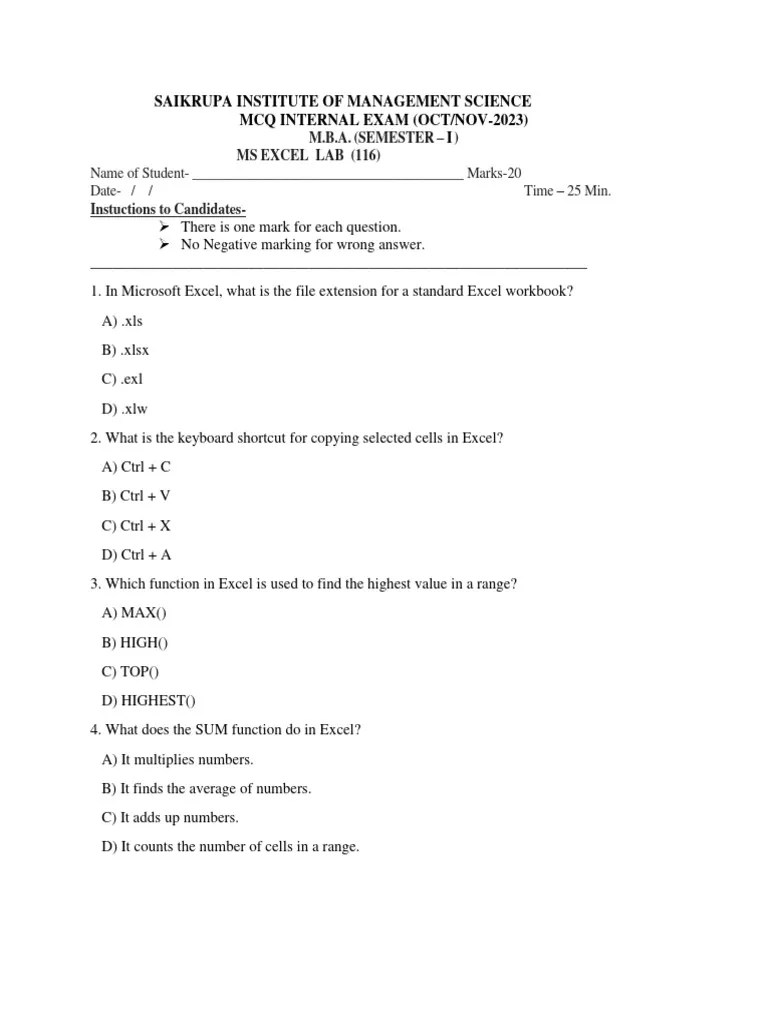 116-Ms-Excel Lab | PDF | Microsoft Excel | Computer Science