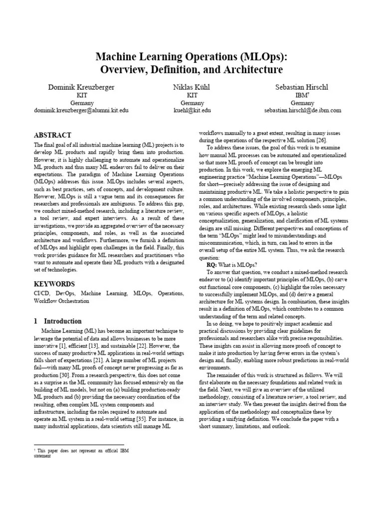 Machine Learning Operations (MLOps) - Overview, Definition, And ...