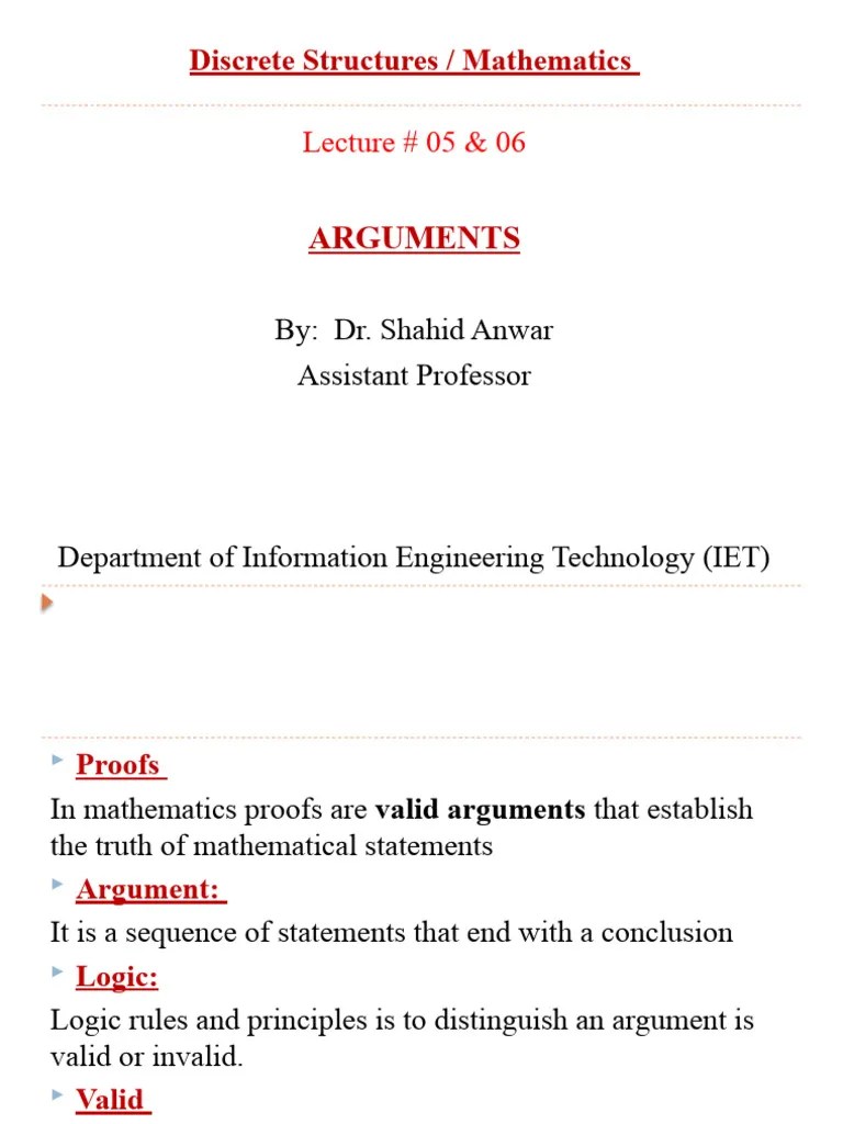 Lecture 05 - 06 | PDF | Argument | Logic