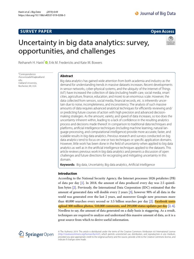 Uncertainty In Big Data Analytics | PDF | Machine Learning | Big Data