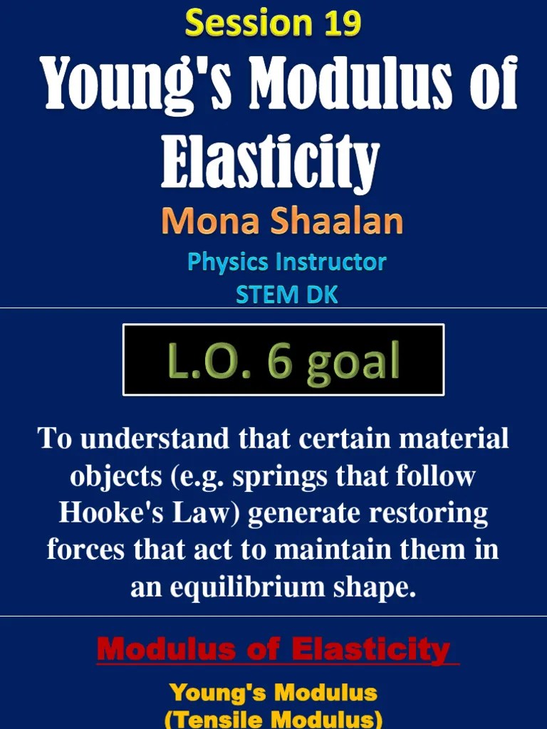 Session (19) LO6 - Young - S Modulus Of Elasticity | PDF | Deformation ...