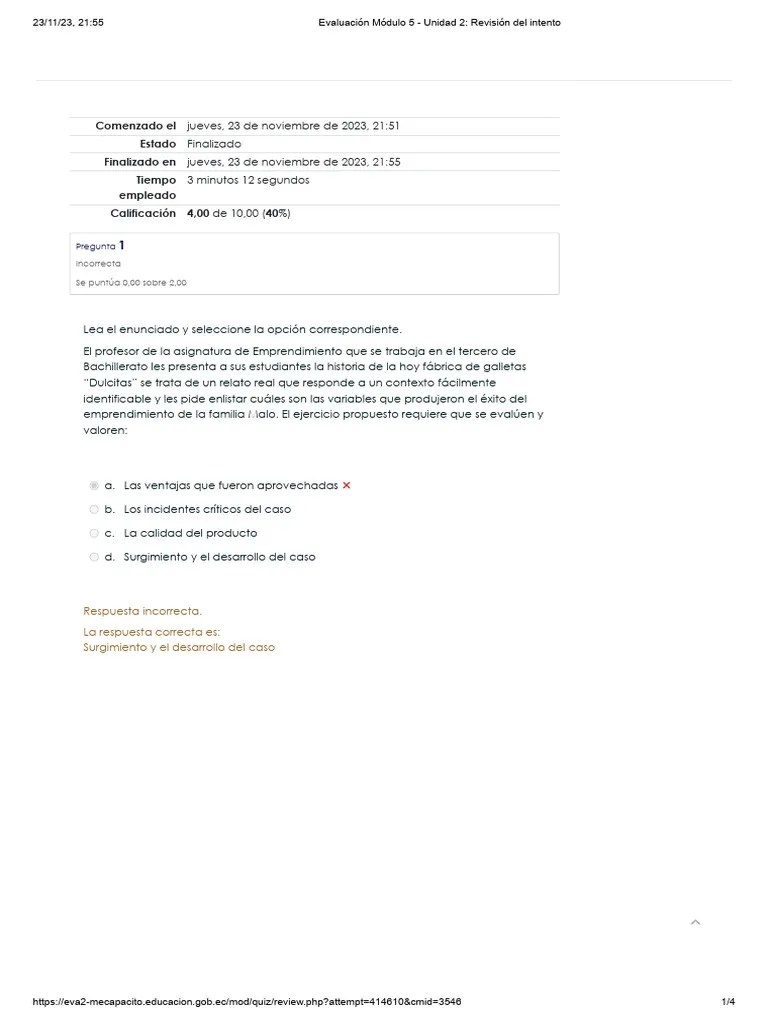 Evaluación Módulo 5 - Unidad 2 - Revisión Del Intento | PDF | Evaluación | Aprendizaje