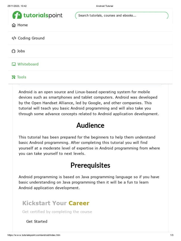 Android Tutorial | PDF | Android (Operating System) | Java (Programming ...