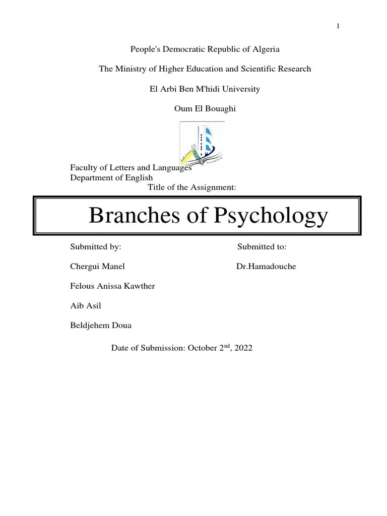 Branches Of Psychology | PDF | Psychotherapy | Psychology