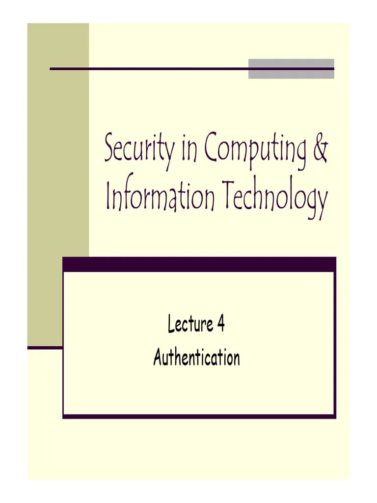 Security Computing-4-Authentication | PDF | Password | Public Key ...