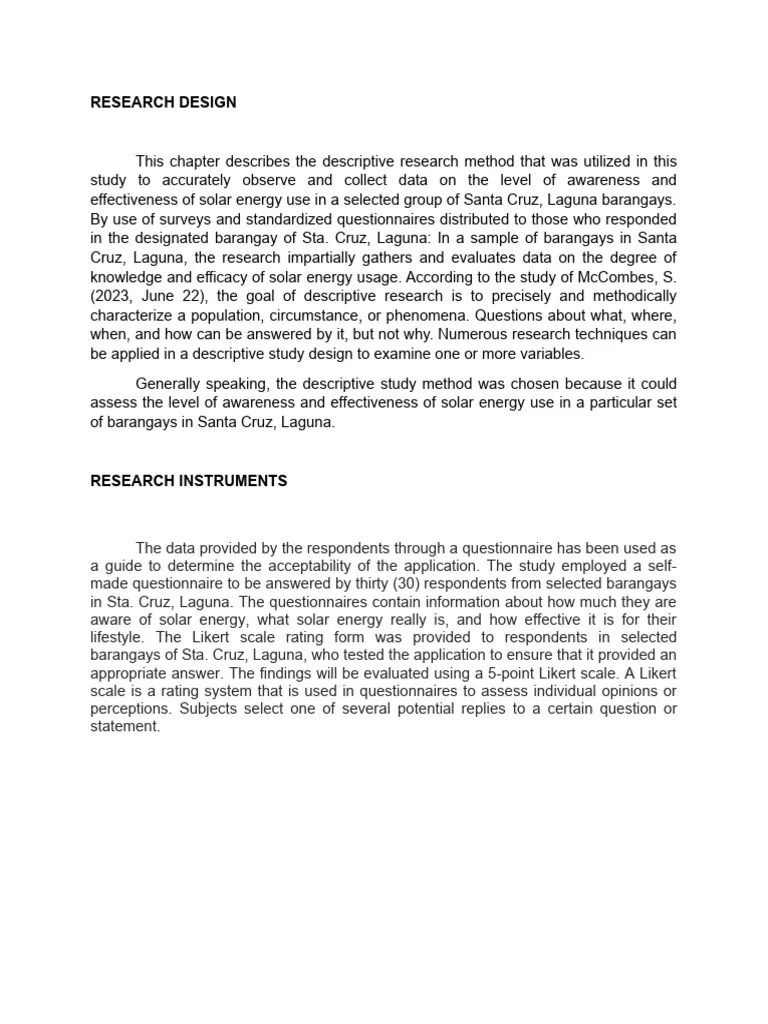 RESEARCH DESIGN And RESEARCH INSTRUMENTS | PDF