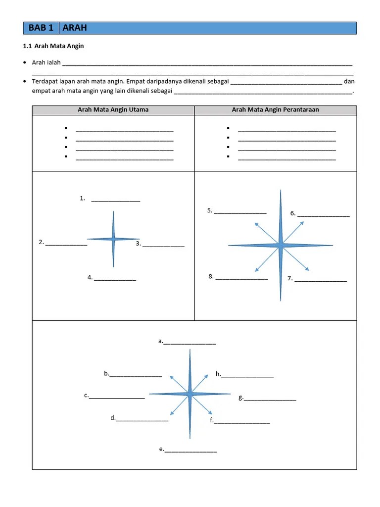 Nota 1.1 Arah Mata Angin | PDF