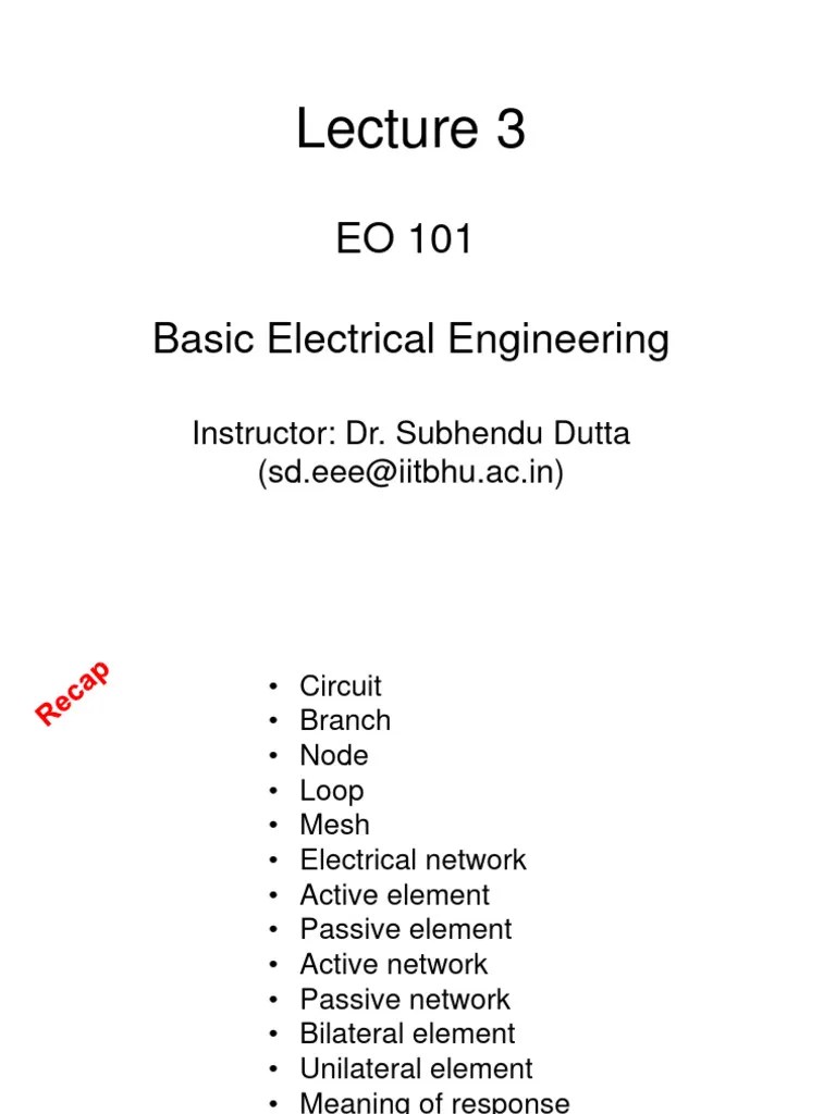 Slides Of Lecture3 | PDF | Electrical Network | Electronics