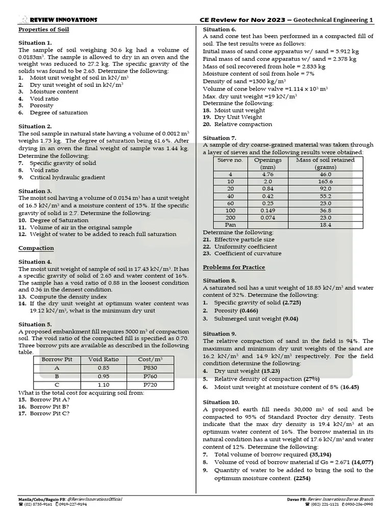 Geotech 1 | PDF | Density | Soil