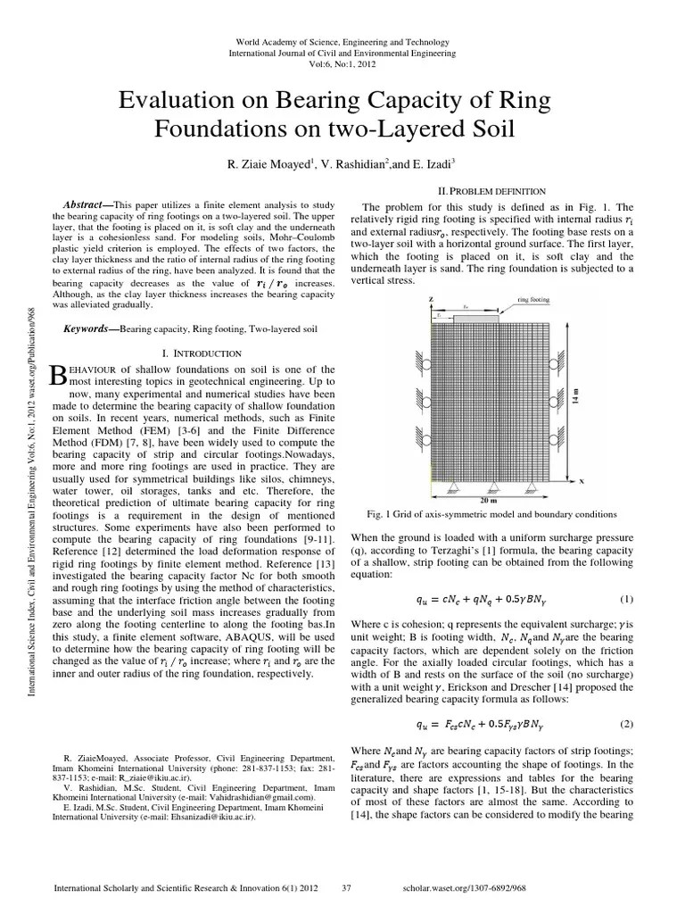 Evaluation On Bearing Capacity Of Ring Foundations On Two-Layered Soil | PDF | Finite Element ...