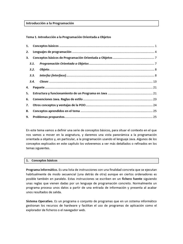 Tema 01. Introducción A La Programación Orientada A Objetos | PDF ...