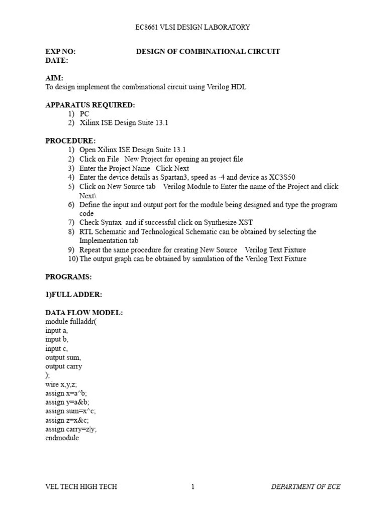 VLSI Programs | PDF | Hardware Description Language | Electronic Design ...