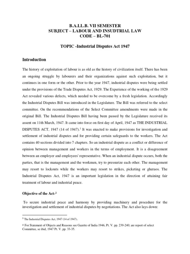 Labour Law Unit 1 | PDF | Tribunal | Public Law