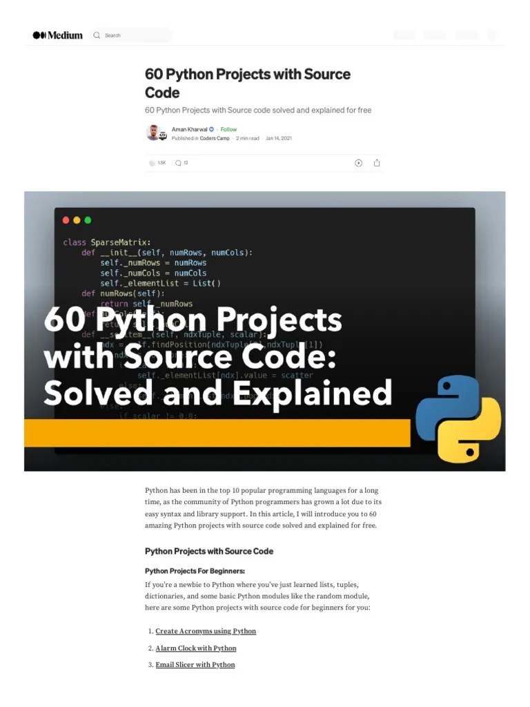 60 Python Project With Code | PDF | Python (Programming Language ...