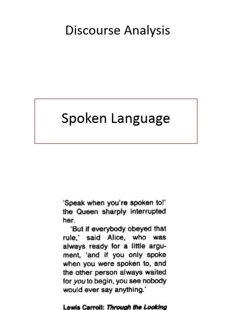 Discourse Analysis-Spoken Language | PDF | Cognitive Science | Linguistics
