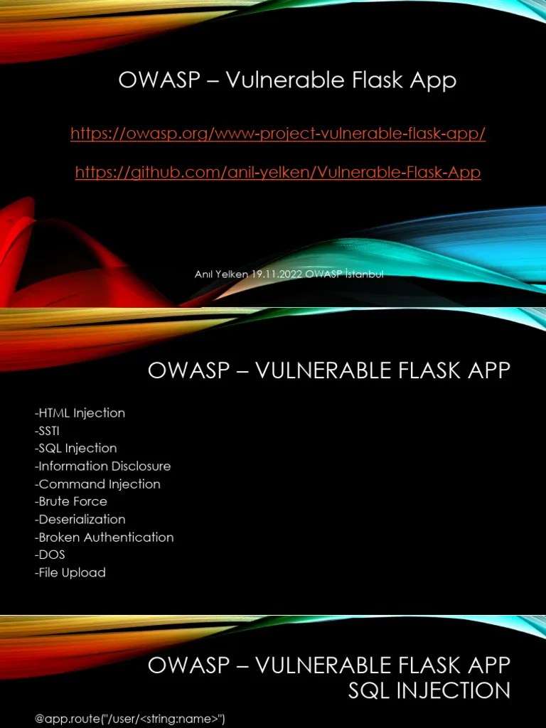 OWASP - Vulnerable Flask App | PDF | Software Engineering | Computing