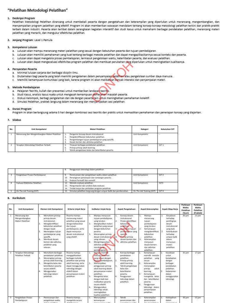 CONTOH-Rancangan Program Pelatihan | PDF