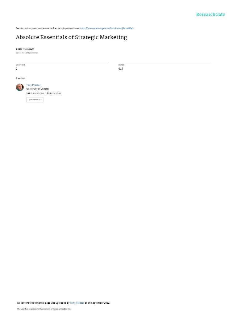 Absolute Essentials Of Strategic Marketing | PDF | Strategic Management ...