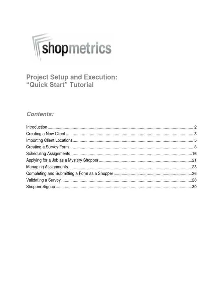 Project Setup And Execution Quick Start Tutorial | PDF | User ...