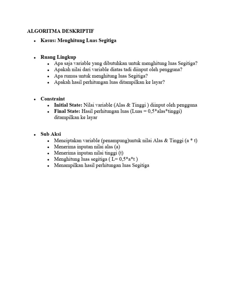 ALGORITMA DESKRIPTIF Menghitung Luas Segitiga | PDF