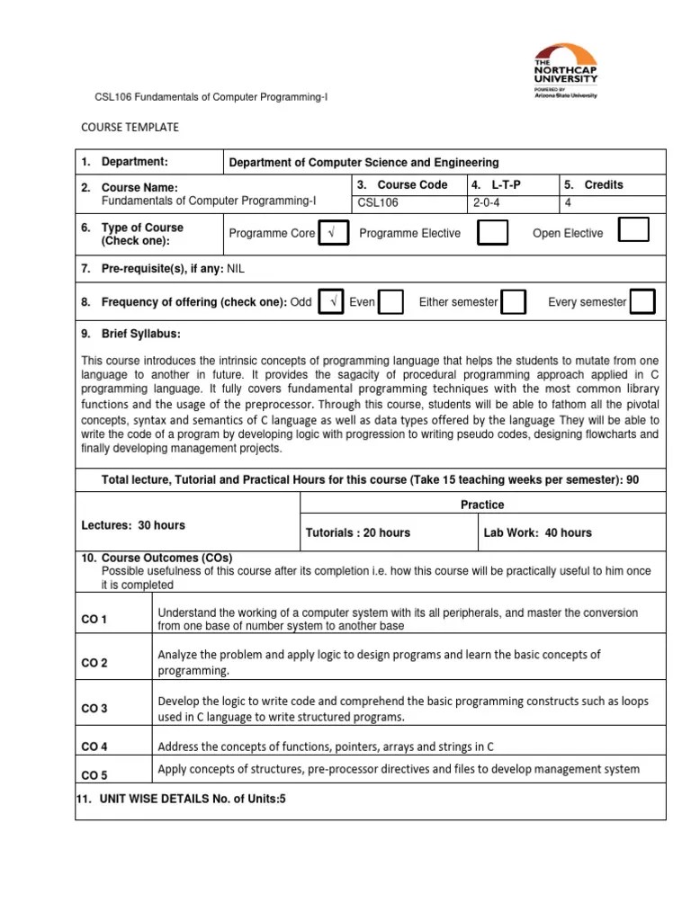 C Syllabus | Download Free PDF | Pointer (Computer Programming ...