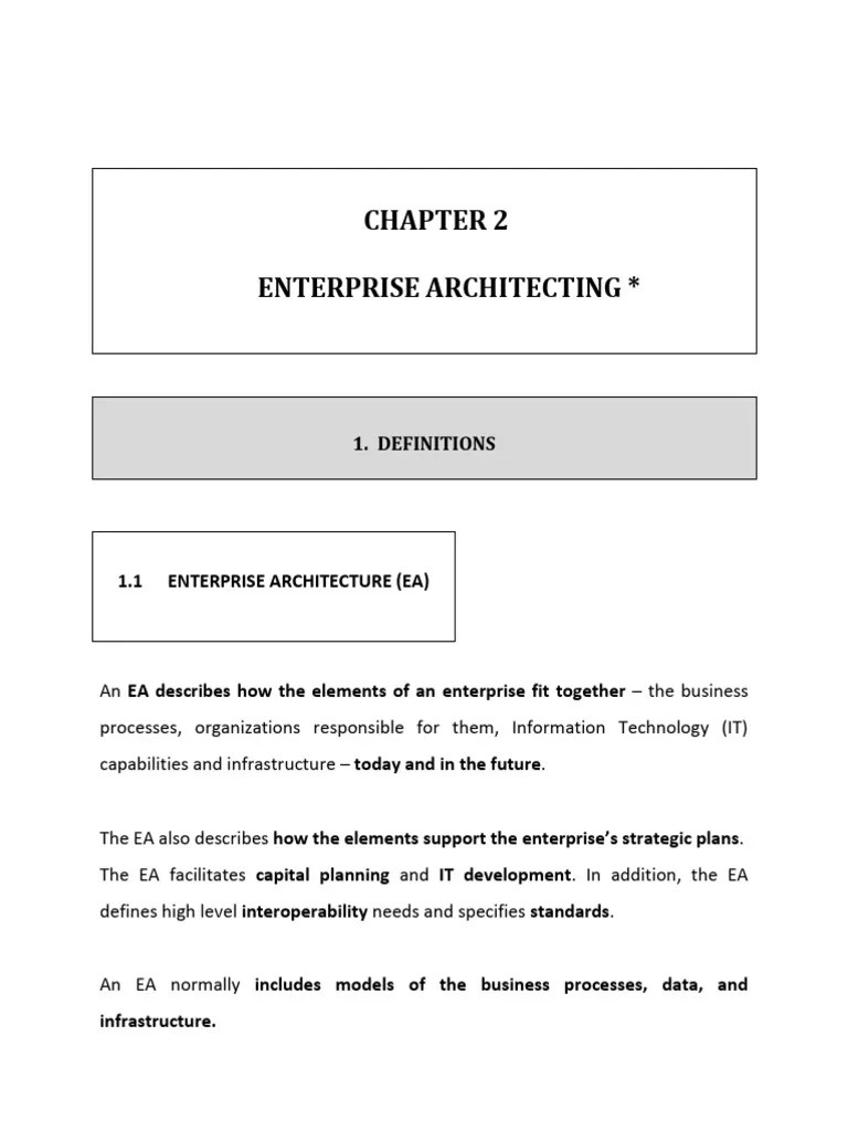 Chap 2. Enterprise Architecting Frameworks | PDF | Enterprise ...