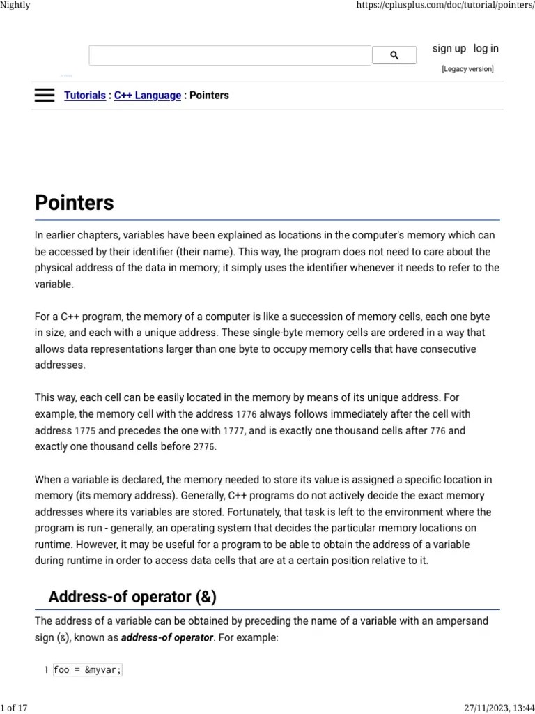 Pointer | PDF | Pointer (Computer Programming) | Variable (Computer ...