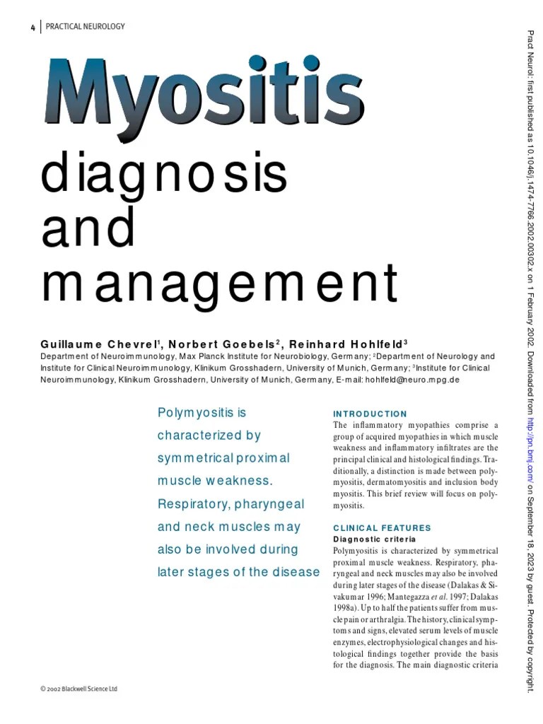 Myositis Diagnosis And Management. | PDF | Inflammation | Medical ...