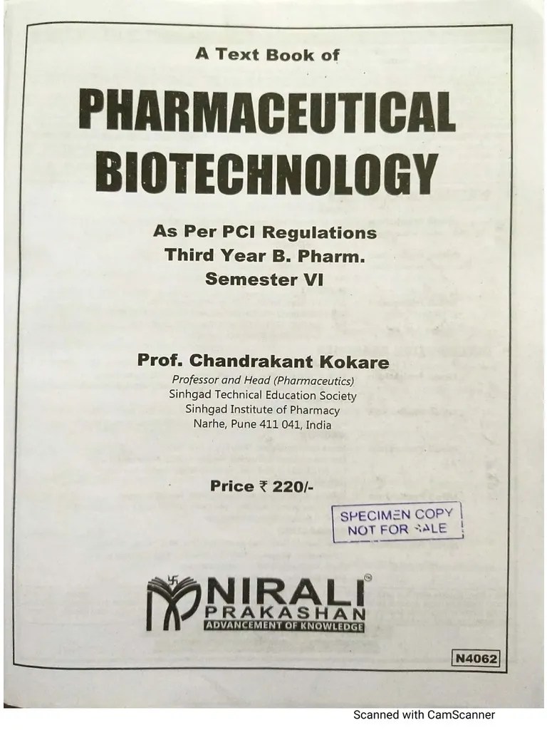Pharmaceutical Biotechnology (Nirali Prakashan) | PDF