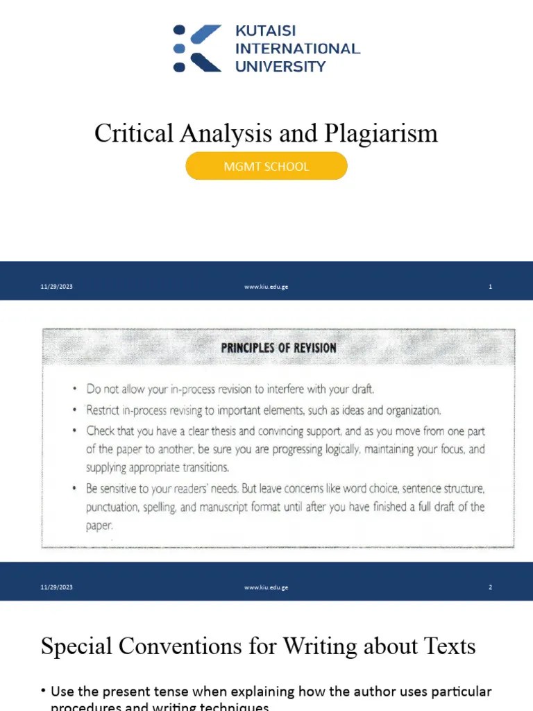 Critical Analysis And Plagiarism | PDF | Citation | Plagiarism