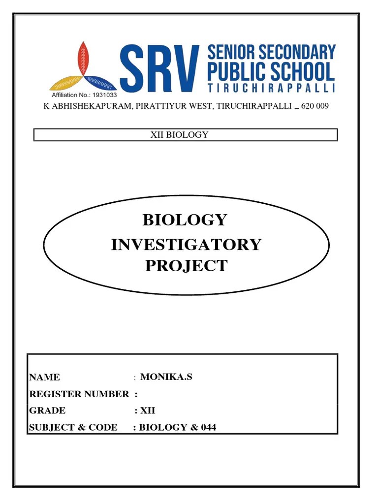 Biology Investigatory Project Class 12 - Edited | PDF | In Vitro Fertilisation | Ovary