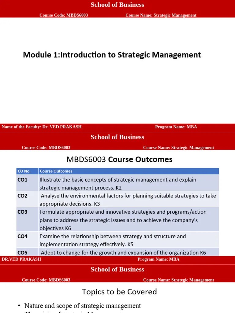 Strategic Management Module-1 | PDF | Strategic Management | Strategic ...