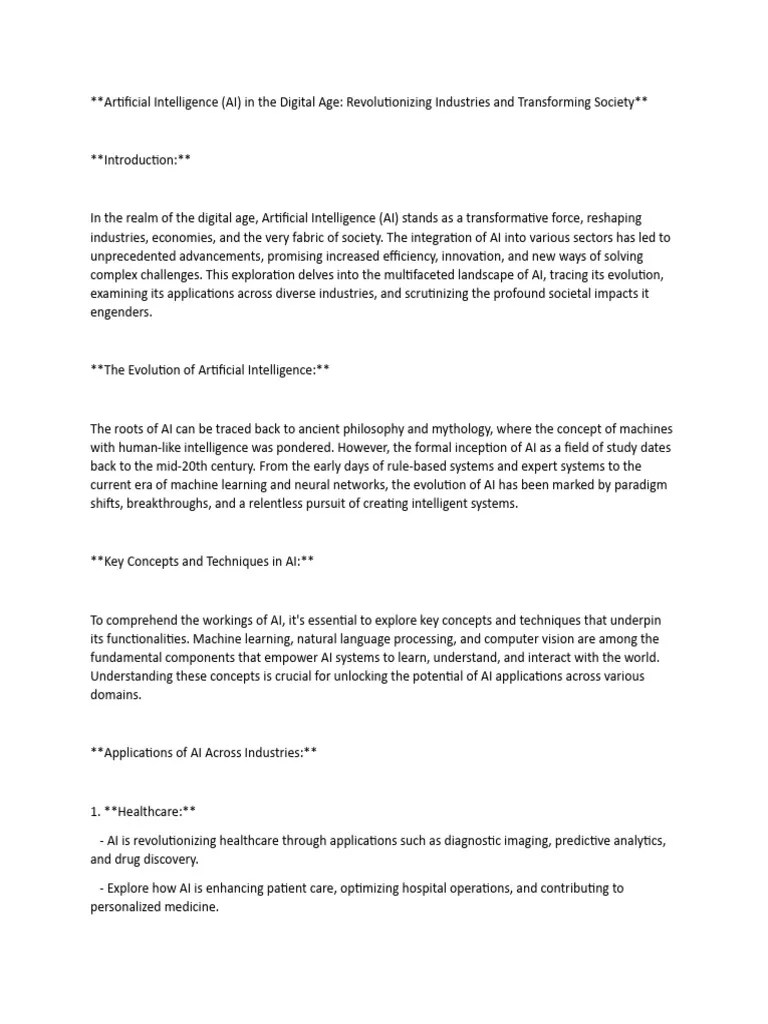 Artificial Intelligence (AI) In The Digital Age Revolutionizing ...
