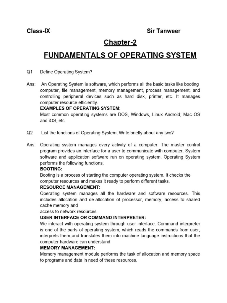 Chapter 2 Class 9 | PDF | Operating System | Process (Computing)