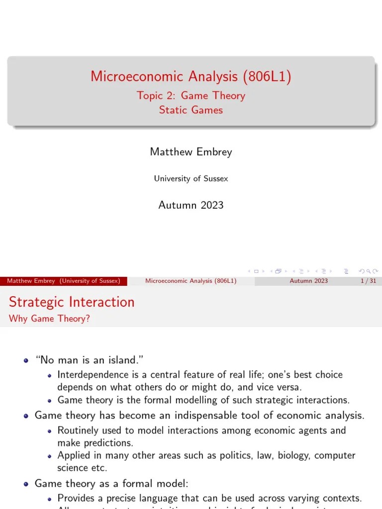 MiA T2 StaticGames | PDF | Game Theory | Mathematical And Quantitative ...