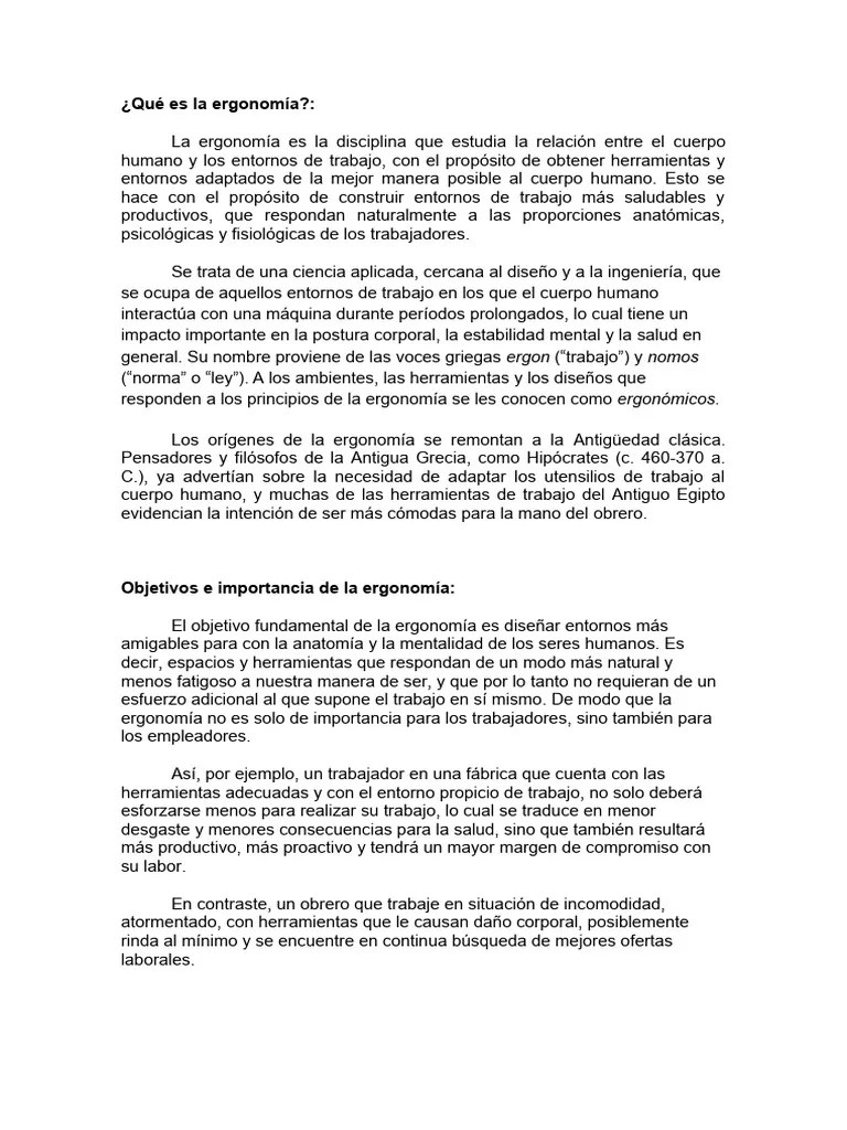 ERGONOMIA | PDF | Factores Humanos Y Ergonomía | Derecho Laboral