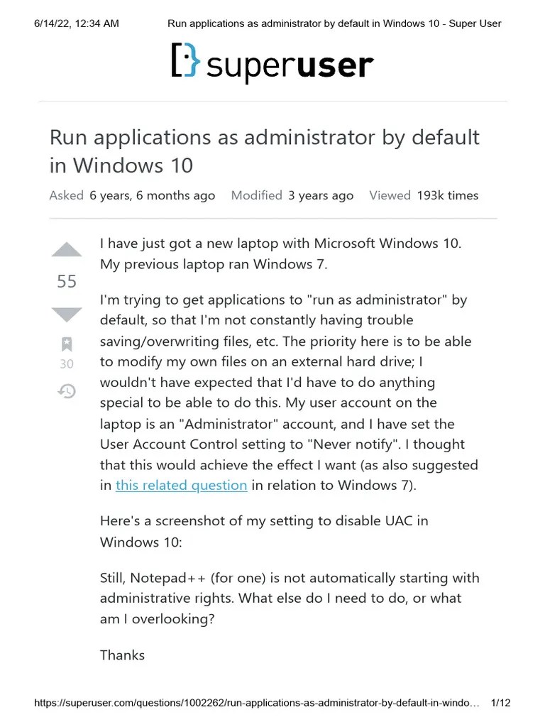 Run Applications As Administrator By Default In Windows 10 - Super User ...