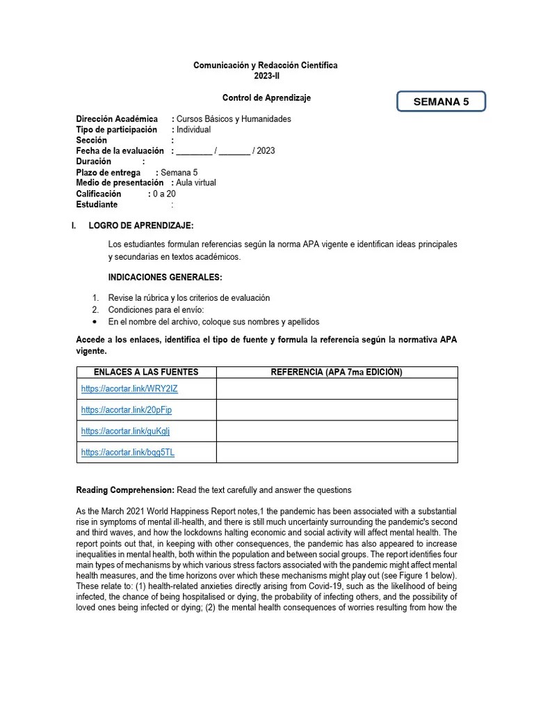 Control+de+aprendizaje 2023-2 | PDF | Mental Disorder | Mental Health