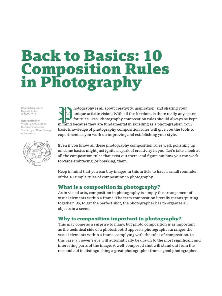 Photography Composition Rules | PDF | Composition (Visual Arts) | Vision