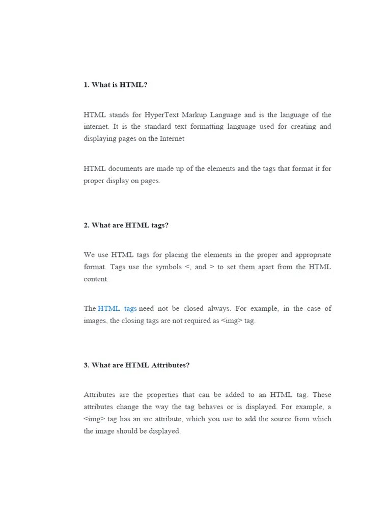HTML | PDF | Html Element | Html