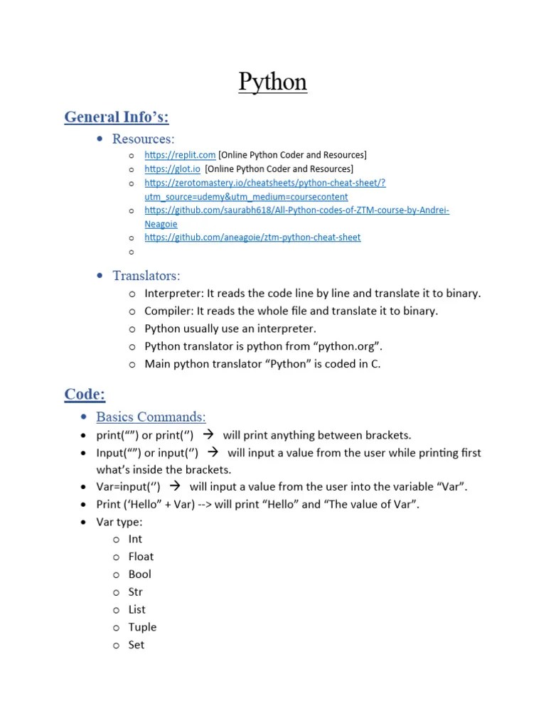 Python Zero To Mastery | PDF