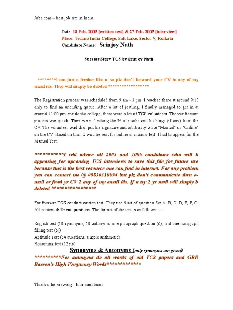 TCS | PDF | Consultant | Information Technology