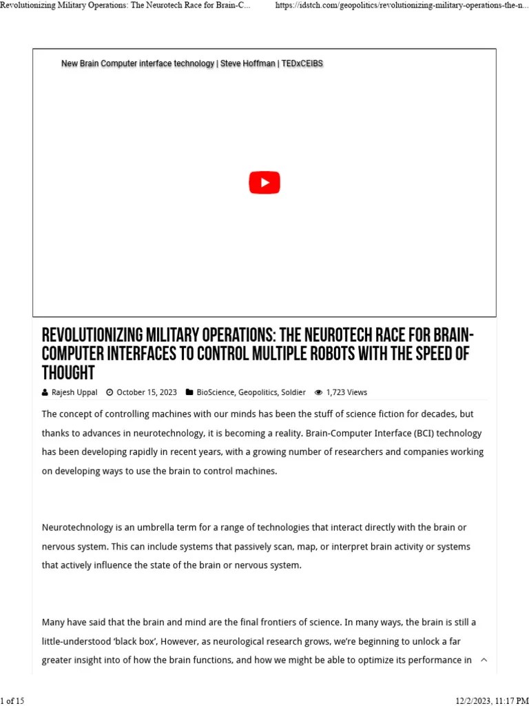 Revolutionizing Military Operations: The Neurotech Race For Brain ...