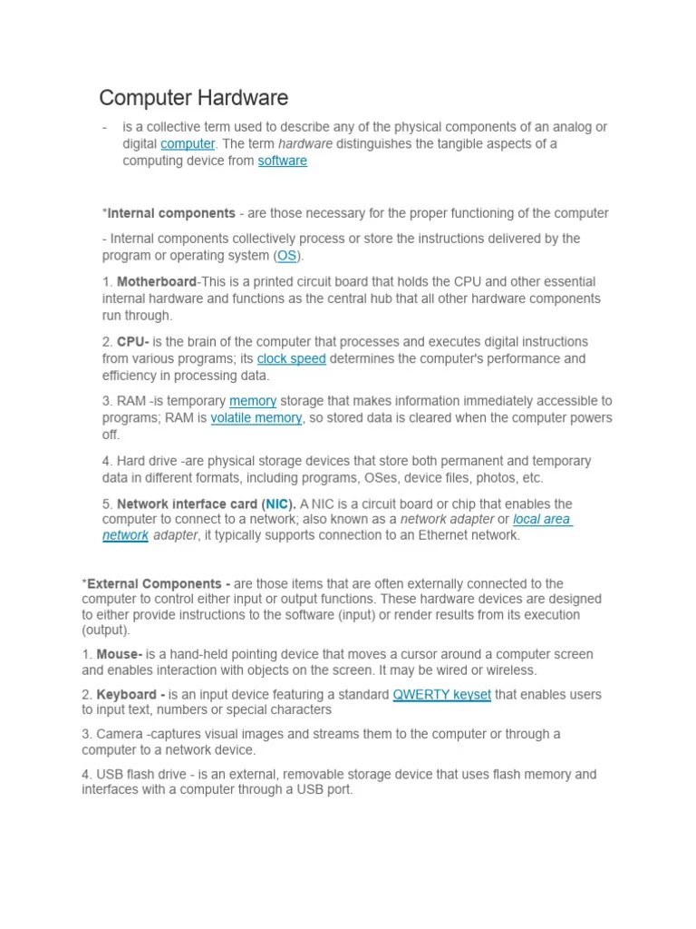 Hardware & Software | PDF | Application Software | Computer Hardware