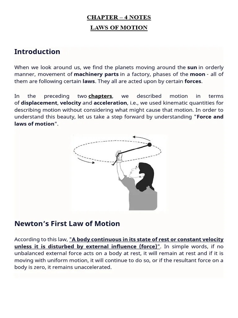 Chapter 4 Laws Of Motion Notes | Download Free PDF | Force | Friction
